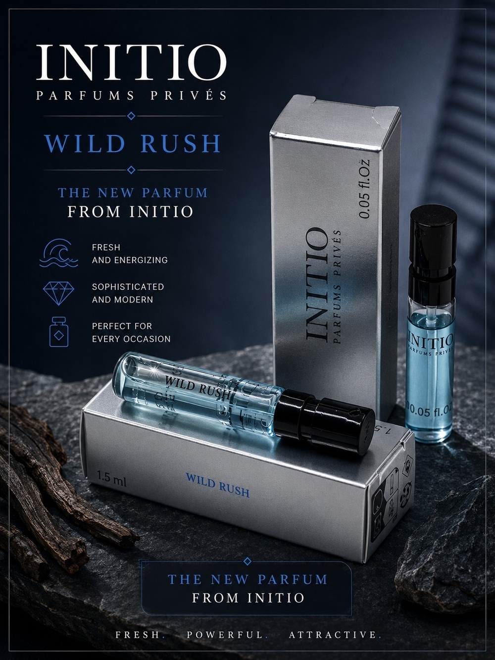 New INITIO Wild Rush Parfum 0.05 FL. OZ.